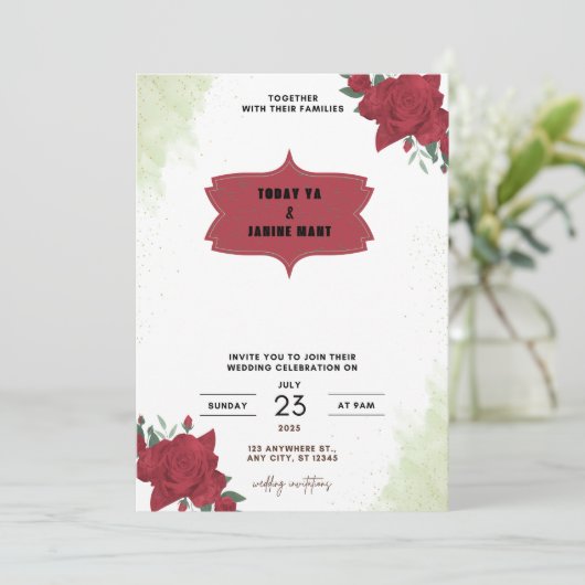 Trouwuitnodigingen 2025 kaart (Staand voorkant)