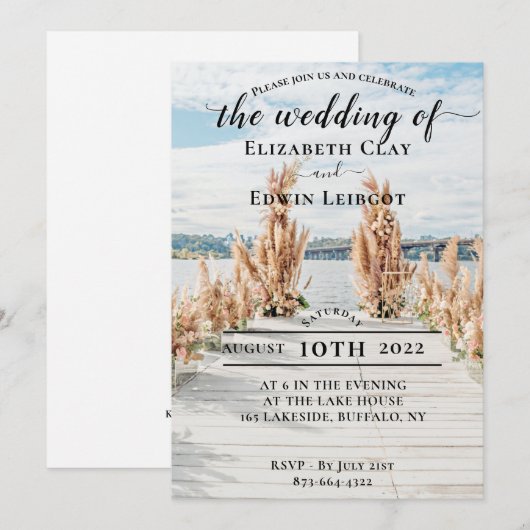 Trouwuitnodigingen aan het meer kaart (Voorkant / Achterkant)