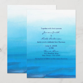Trouwuitnodigingen Blauw Aquarel Strand Tropisch Kaart