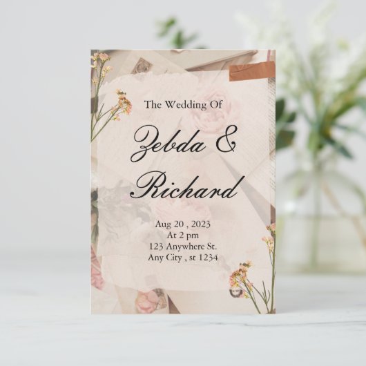 Trouwuitnodigingen briefpapier. kaart (Staand voorkant)