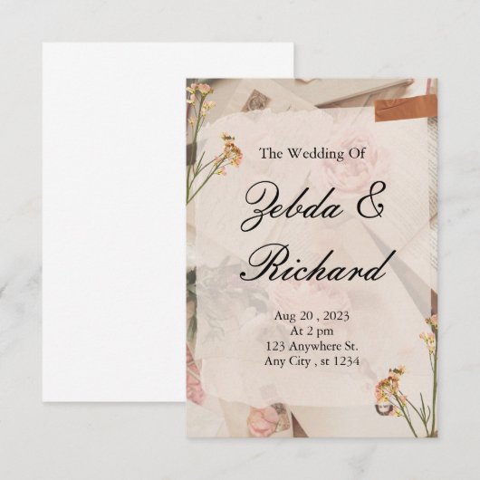 Trouwuitnodigingen briefpapier. kaart (Voorkant / Achterkant)