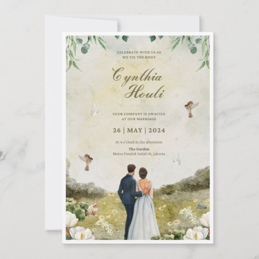 Trouwuitnodigingen 💍 – Elegant Kaart (Voorkant)
