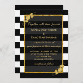 Trouwuitnodigingen | Goud Folie Zwarte Strepen Kaart (Voorkant / Achterkant)