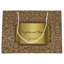 Trouwuitnodigingen | Goud Glitter Aangepast Groot Cadeauzakje