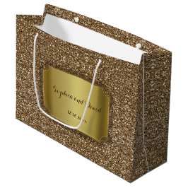 Trouwuitnodigingen | Goud Glitter Aangepast Groot Cadeauzakje
