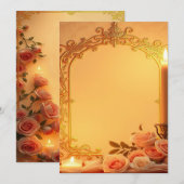 Trouwuitnodigingen, gouden folie ontwerp, blush ro kaart (Voorkant / Achterkant)