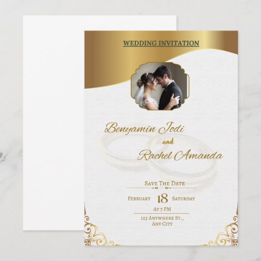 trouwuitnodigingen kaart (Voorkant / Achterkant)