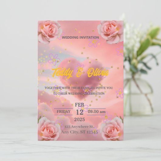 trouwuitnodigingen kaart (Staand voorkant)