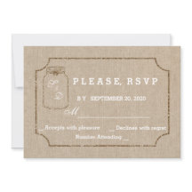Trouwuitnodigingen | Mason Jar Linnen Canvas RSVP