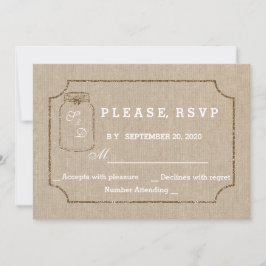 Trouwuitnodigingen | Mason Jar Linnen Canvas RSVP Kaart