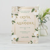 Trouwuitnodigingen met bloemen Luxe Wit Kaart (Staand voorkant)