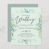 Trouwuitnodigingen met botanische eucalyptusblader (Voorkant / Achterkant)