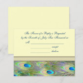 Trouwuitnodigingen met gouden pauw RSVP kaartje (Voorkant / Achterkant)