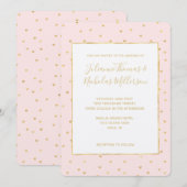 Trouwuitnodigingen met gouden roze hartjes kaart (Voorkant / Achterkant)