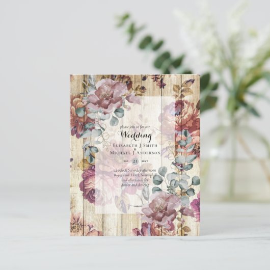 Trouwuitnodigingen met lage budget Vintage ROZEN (Staand voorkant)