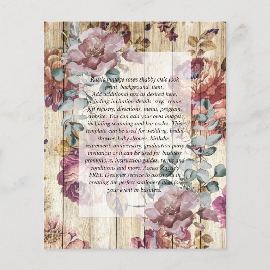 Trouwuitnodigingen met lage budget Vintage ROZEN (Achterkant)