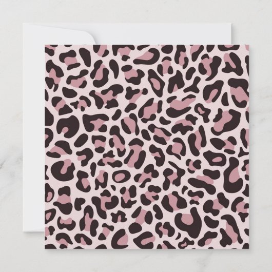 Trouwuitnodigingen met luipaardprint en roze goud kaart (Achterkant)