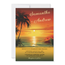 Trouwuitnodigingen met Sunset Beach thema