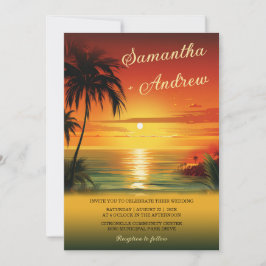 Trouwuitnodigingen met Sunset Beach thema Kaart