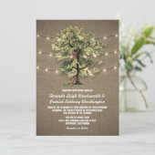 Trouwuitnodigingen met vintage eikenboom en rustie kaart (Staand voorkant)