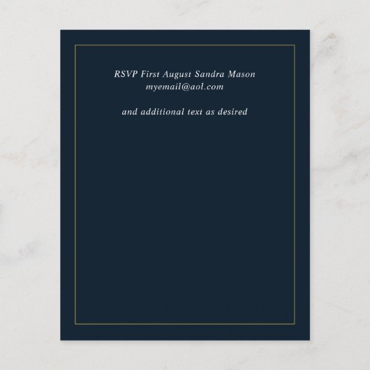 Trouwuitnodigingen met zonnebloemen in marineblauw (Achterkant)