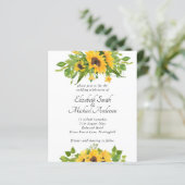 Trouwuitnodigingen met zonnebloemen voor een beper (Staand voorkant)