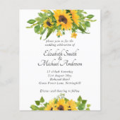 Trouwuitnodigingen met zonnebloemen voor een beper (Voorkant)