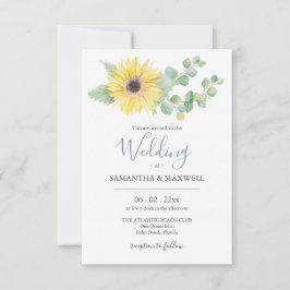 Trouwuitnodigingen op een budget Waterverf Floral Kaart