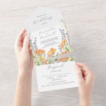 Trouwuitnodigingen Waterverf Wilde Bloemen