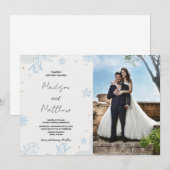Trouwuitnodigingen Winter Blue Snows met foto Kaart (Voorkant / Achterkant)