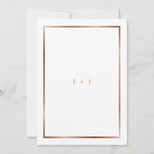 Trouwuitnodigingskaart, Art Deco, wit, roze goud Kaart (Achterkant)