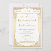 Trouwuitnodigingskaart, Great Gatsby, goud roze Kaart (Voorkant)