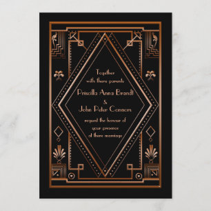 Trouwuitnodigingskaart, Great Gatsby, roze goud Kaart