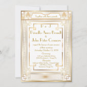 Trouwuitnodigingskaart, Great Gatsby, wit, goud Kaart (Voorkant)