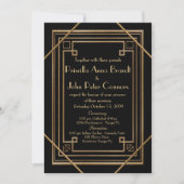 Trouwuitnodigingskaart, Great Gatsby, zwart Kaart (Voorkant)