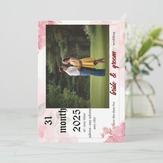 trouwuitnodigingskaart kaart (Staand voorkant)