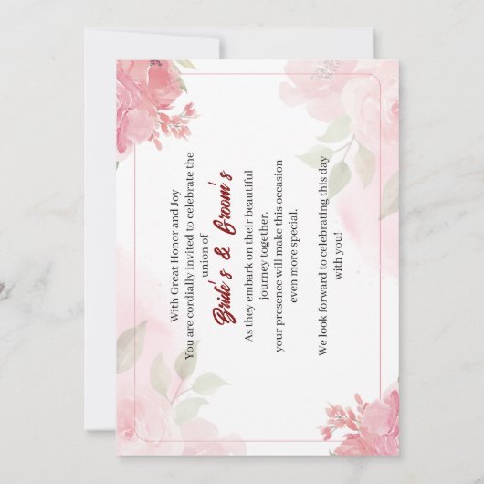 trouwuitnodigingskaart kaart (Achterkant)