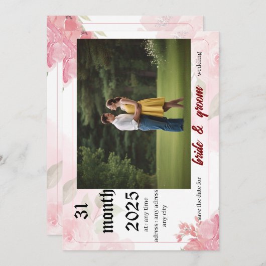 trouwuitnodigingskaart kaart (Voorkant / Achterkant)