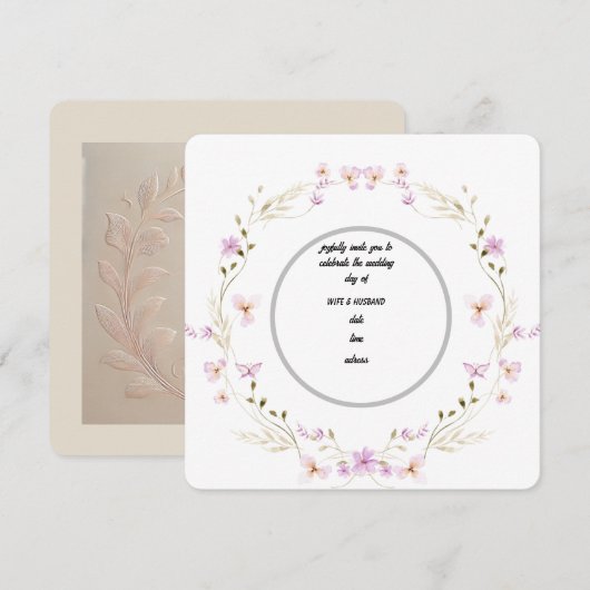 trouwuitnodigingskaart kaart (Voorkant / Achterkant)