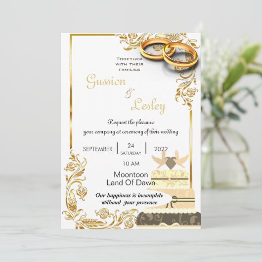 trouwuitnodigingskaart kaart (Staand voorkant)