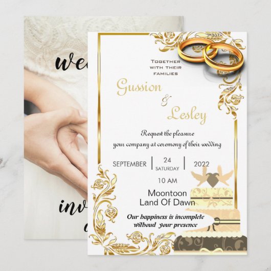 trouwuitnodigingskaart kaart (Voorkant / Achterkant)