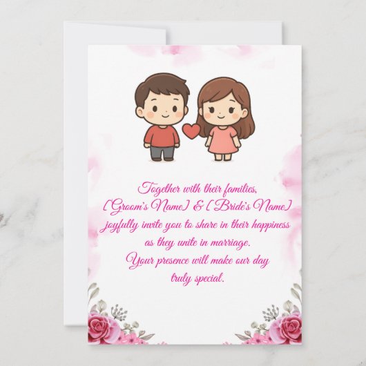 trouwuitnodigingskaart kaart (Achterkant)