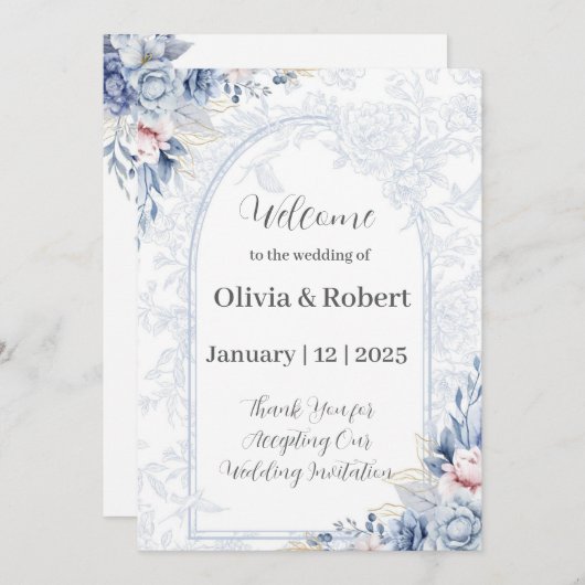 trouwuitnodigingskaarten kaart (Voorkant / Achterkant)