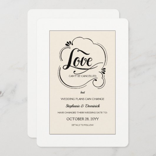 Trouwuitstel Aankondiging 'Liefde Wint' (Voorkant / Achterkant)