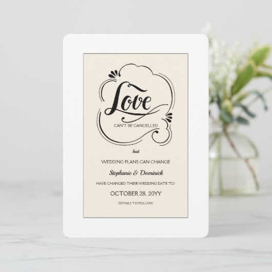 Trouwuitstel Aankondiging 'Liefde Wint' (Staand voorkant)