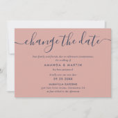 Trouwuitstel in Navyblauw en Blush Aankondiging (Voorkant)