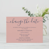 Trouwuitstel in Navyblauw en Blush Aankondiging (Staand voorkant)