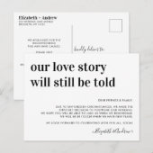 Trouwuitstel Liefdesverhaal Zal Nog Steeds Verteld Aankondigingskaart (Voorkant / Achterkant)