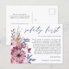 Trouwuitstel Veiligheid Eerst COVID Bloemen Aankondigingskaart