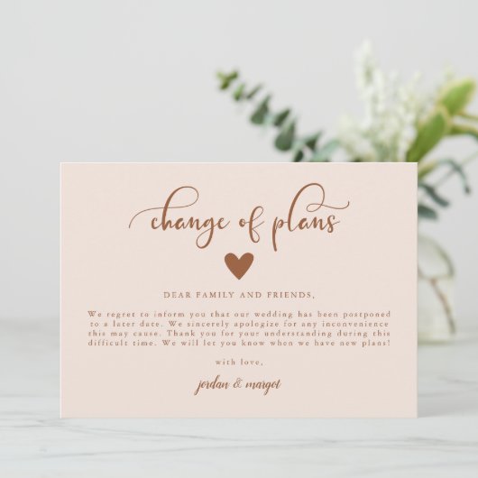 Trouwupdate Aankondiging Wijziging van Plannen (Staand voorkant)